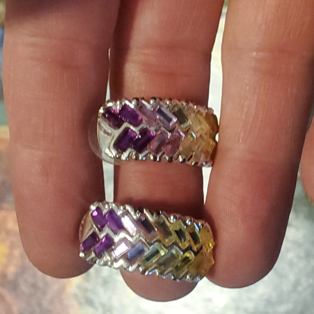 Elegant Silver and Purple Women's Earrings